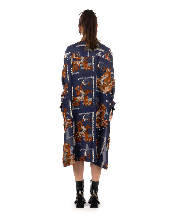Henrik Vibskov | Tape Dress Blue / Brown Bird Stamp - Concrete