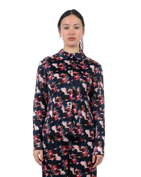 Henrik Vibskov | Remember Plissé Shirt Dark Flowery Clouds - Concrete