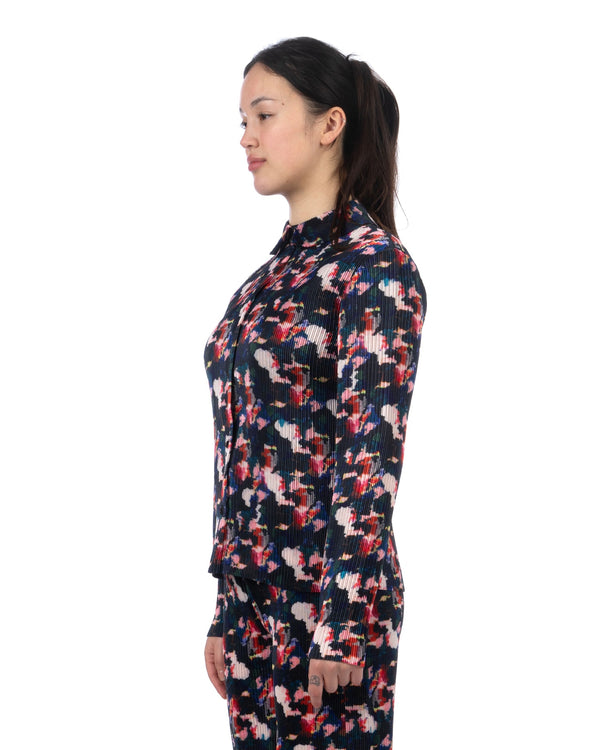 Henrik Vibskov | Remember Plissé Shirt Dark Flowery Clouds - Concrete