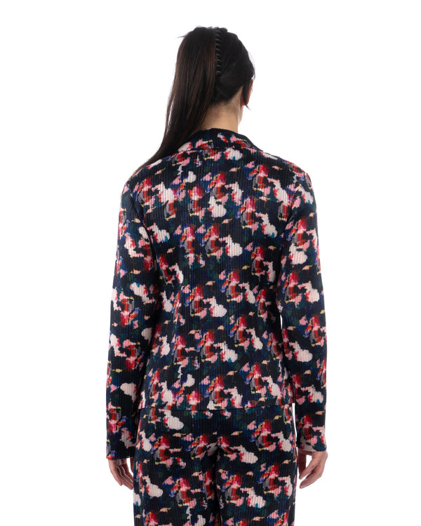 Henrik Vibskov | Remember Plissé Shirt Dark Flowery Clouds - Concrete