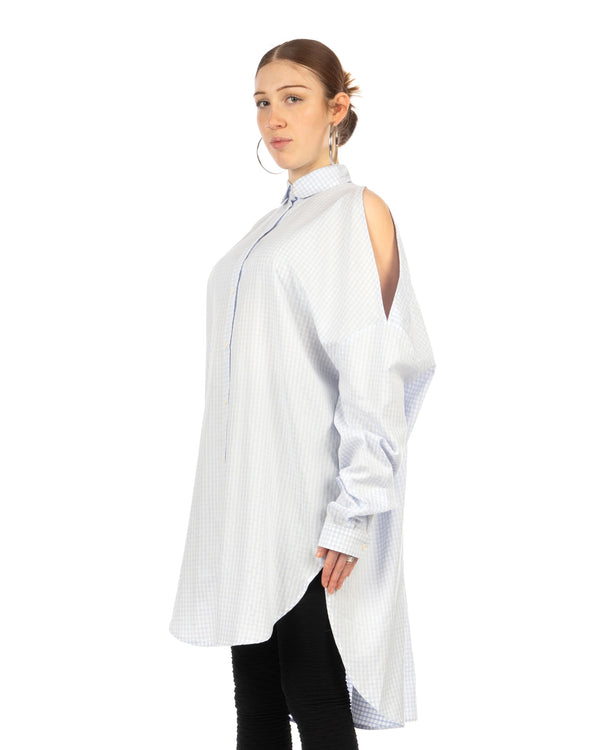 Henrik Vibskov | New Bumble Shirtdress White Blue Grid - Concrete