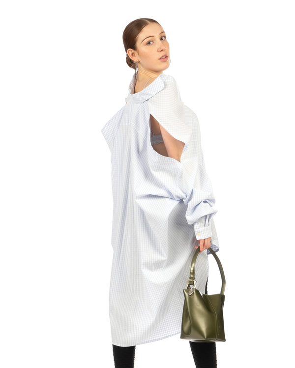 Henrik Vibskov | New Bumble Shirtdress White Blue Grid - Concrete
