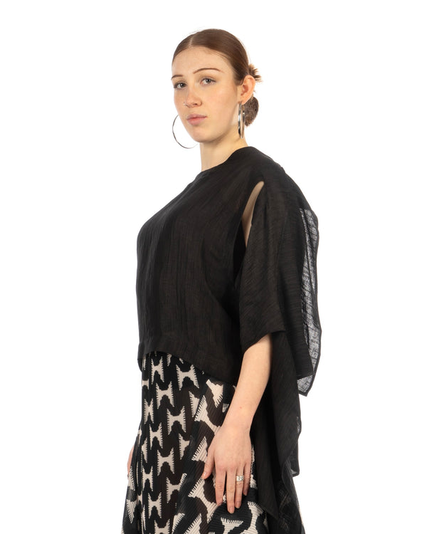 Henrik Vibskov | Uncut Silk Blouse Black - Concrete