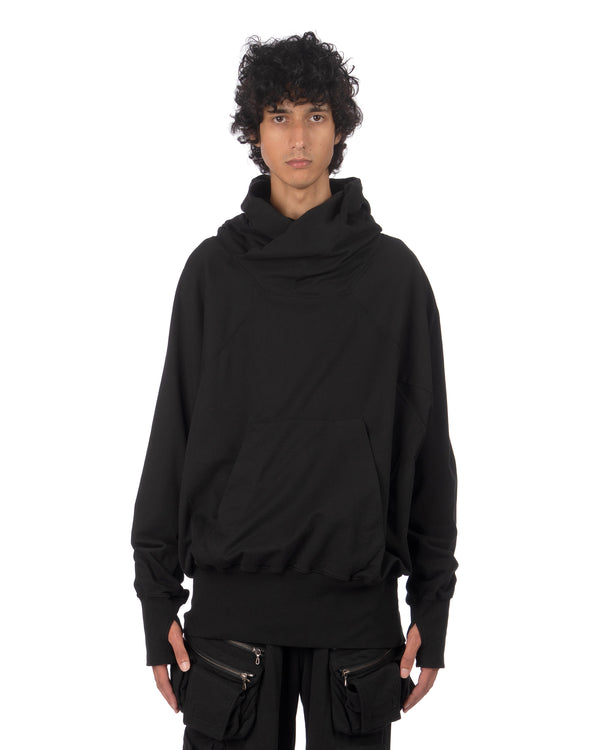 _JULIUS | Hoodie W Neck Black - Concrete