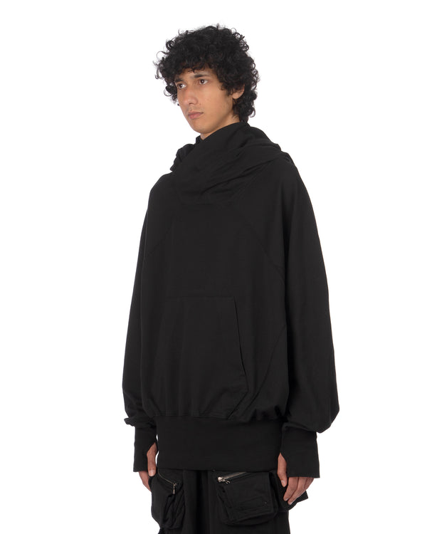 _JULIUS | Hoodie W Neck Black - Concrete