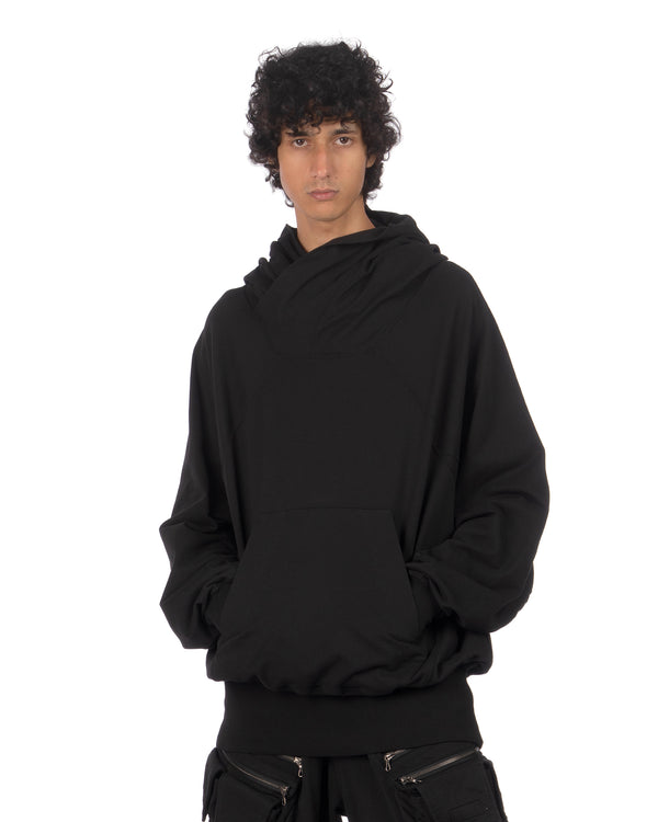 _JULIUS | Hoodie W Neck Black - Concrete