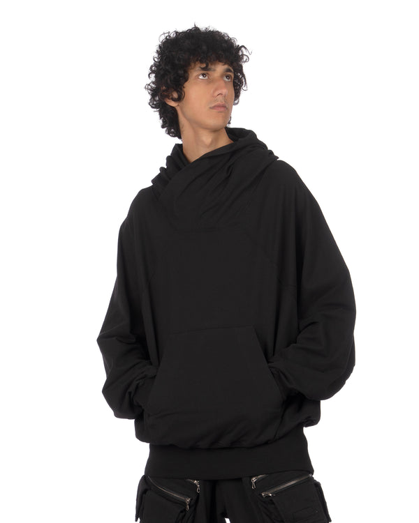 _JULIUS | Hoodie W Neck Black - Concrete