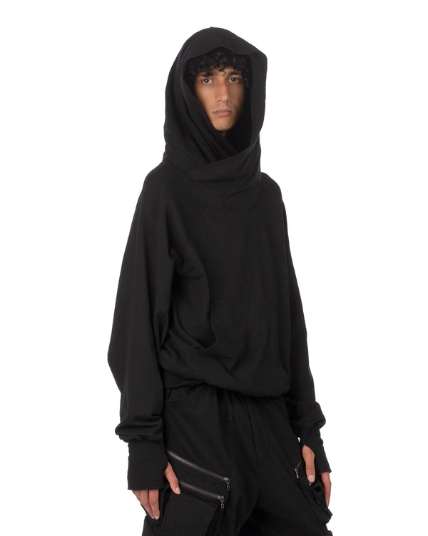 _JULIUS | Hoodie W Neck Black - Concrete