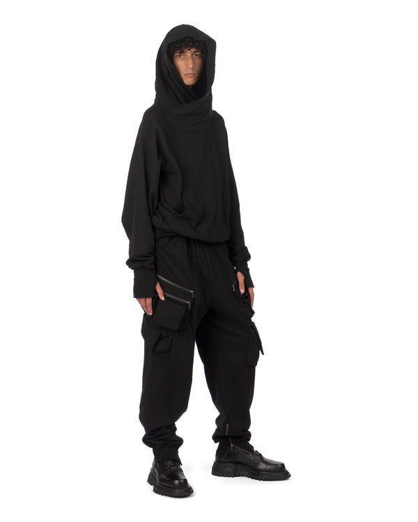 _JULIUS | Hoodie W Neck Black - Concrete