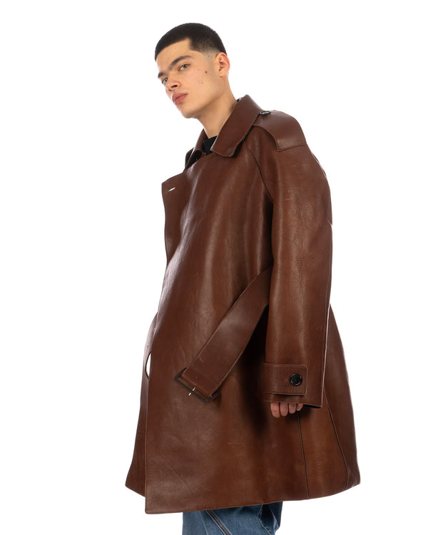 JW Anderson | Wrap Front Leather Trench Coat Brown - Concrete