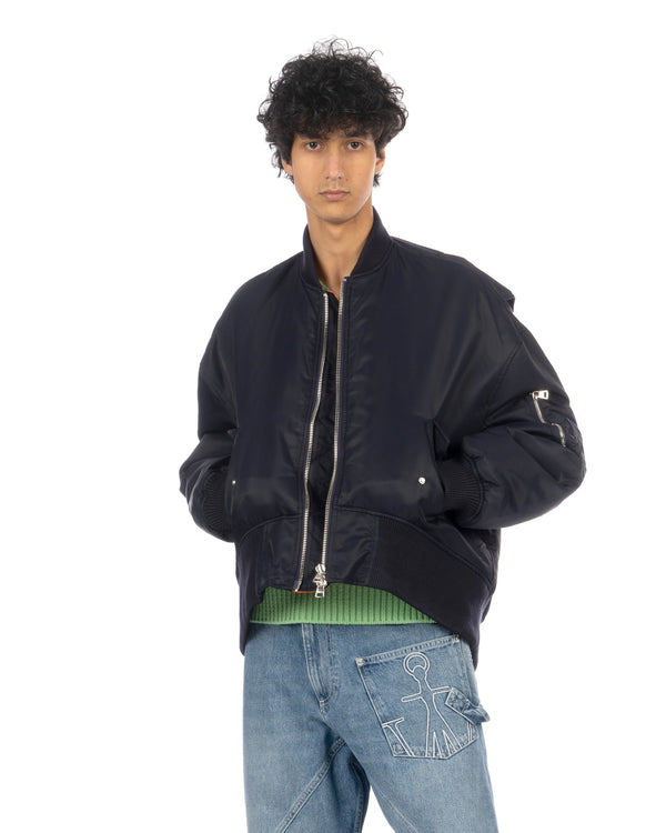 JW Anderson | Oversized Curved Hem Bomber Jacket Navy - Concrete