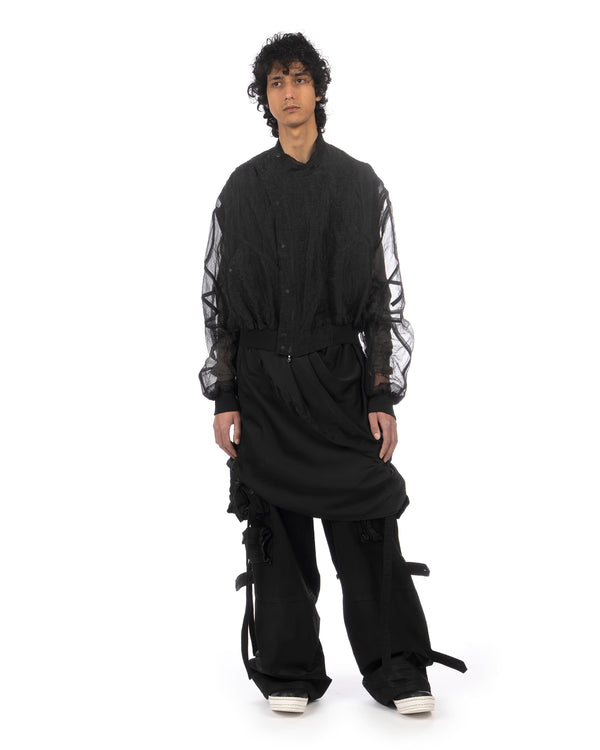 _JULIUS | Gas Mask Woven Pants Black - Concrete