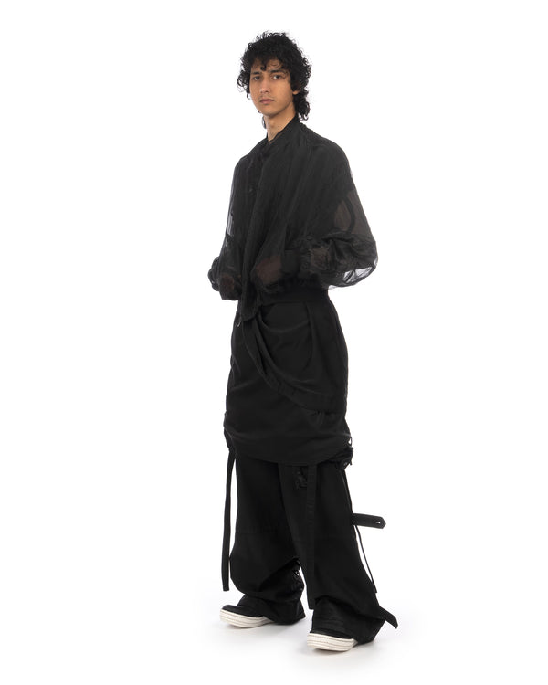 _JULIUS | Gas Mask Woven Pants Black - Concrete