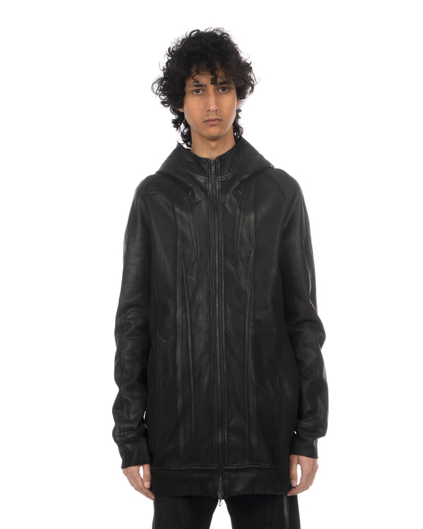 _JULIUS | Seamed Knit Hoodie Black - Concrete
