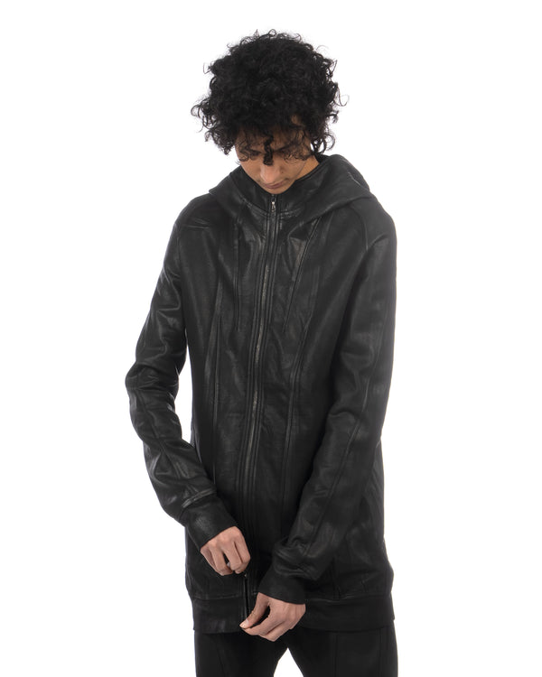_JULIUS | Seamed Knit Hoodie Black - Concrete