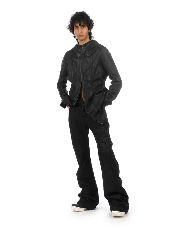 _JULIUS | Seamed Knit Hoodie Black - Concrete