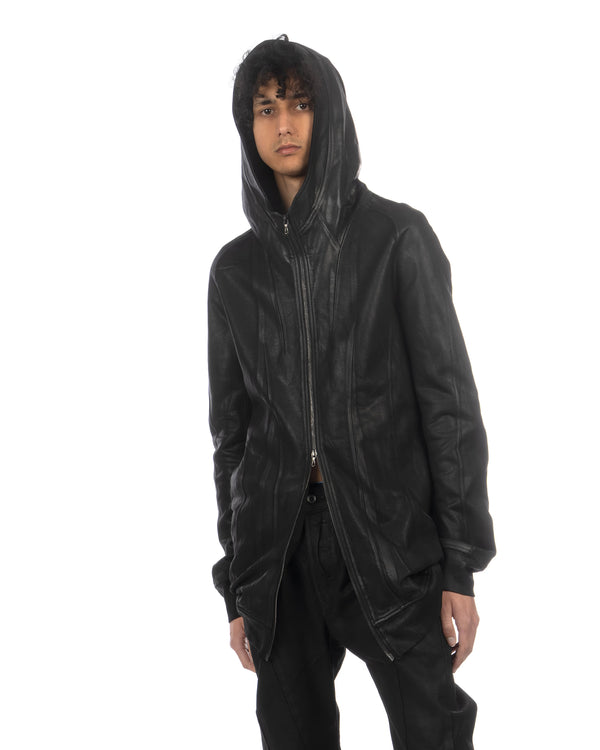 _JULIUS | Seamed Knit Hoodie Black - Concrete
