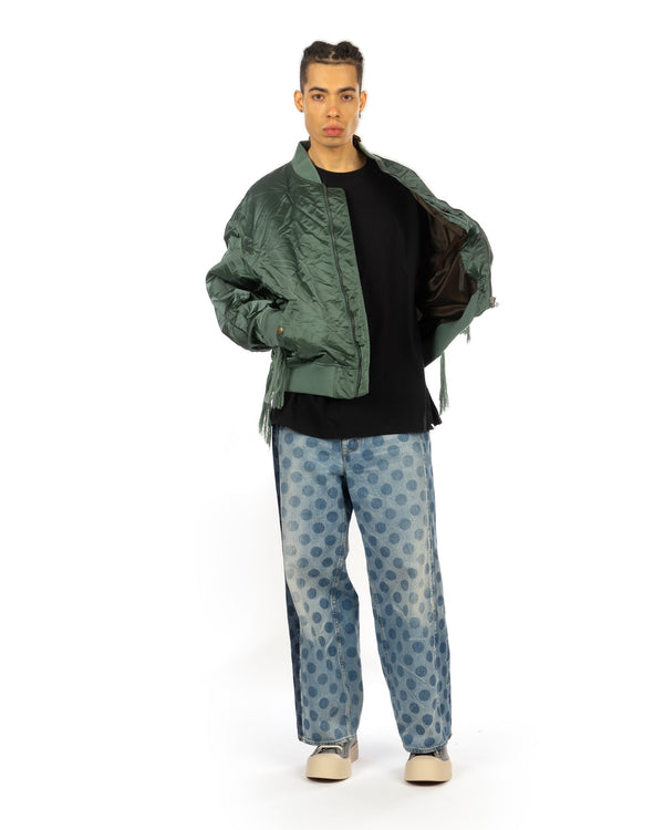 FACETASM | Crushed Nylon Bomber Jacket Khaki - Concrete