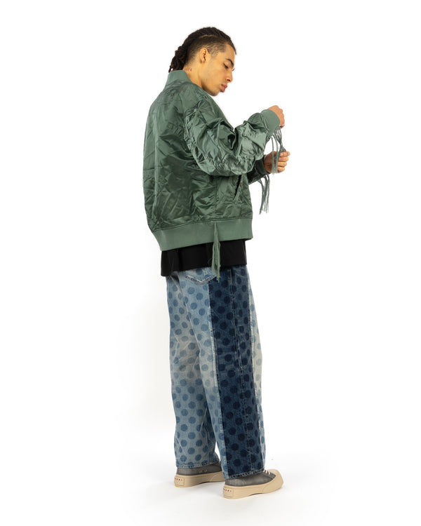 FACETASM | Crushed Nylon Bomber Jacket Khaki - Concrete