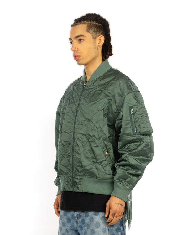 FACETASM | Crushed Nylon Bomber Jacket Khaki - Concrete
