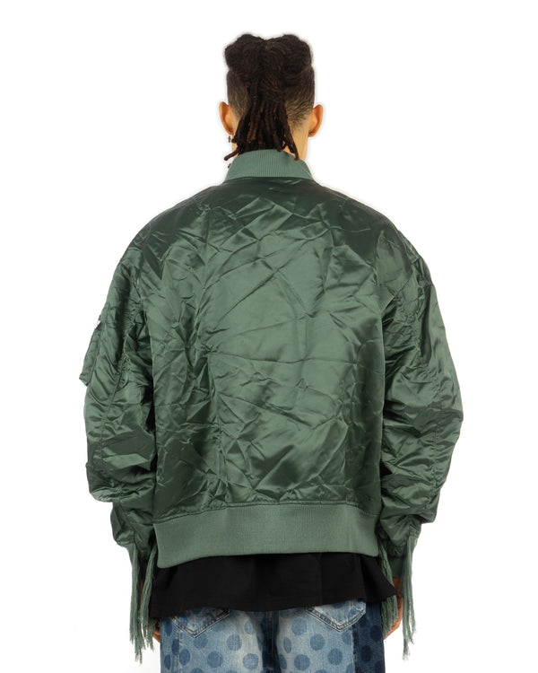FACETASM | Crushed Nylon Bomber Jacket Khaki - Concrete