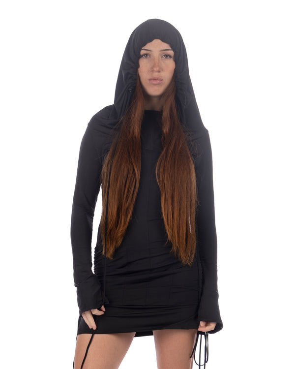 KNWLS | CU Hooded Stretch Dress Black - Concrete