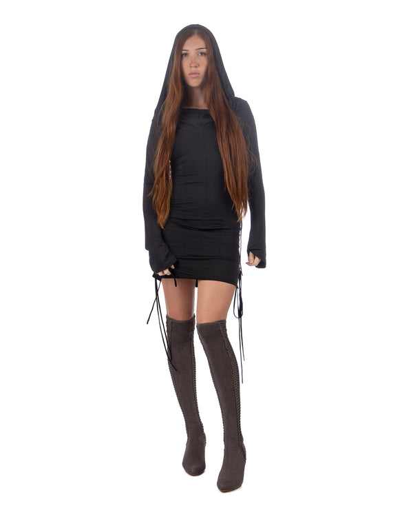 KNWLS | CU Hooded Stretch Dress Black - Concrete