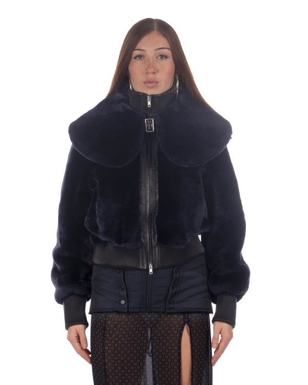 KNWLS | Eliza Shearling Jacket Navy - Concrete