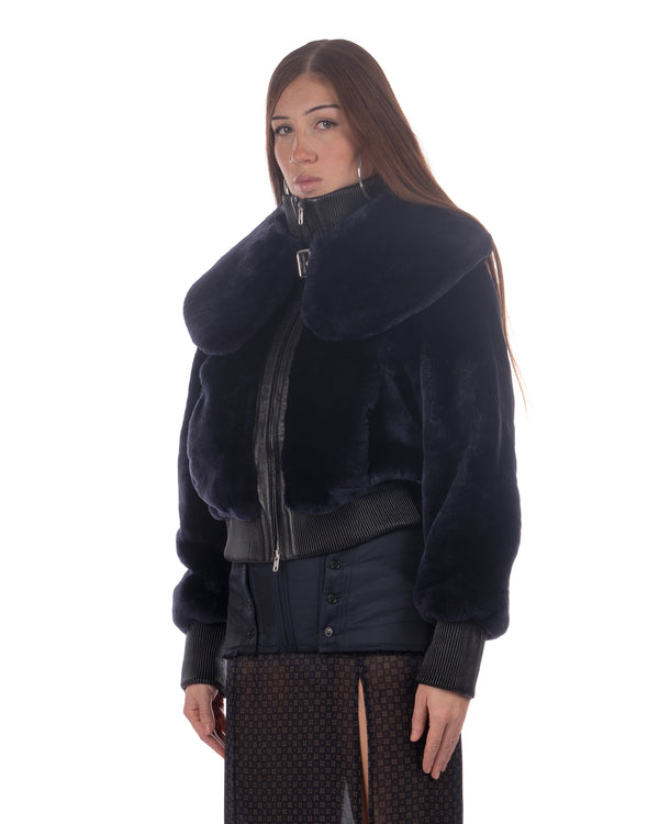 KNWLS | Eliza Shearling Jacket Navy - Concrete