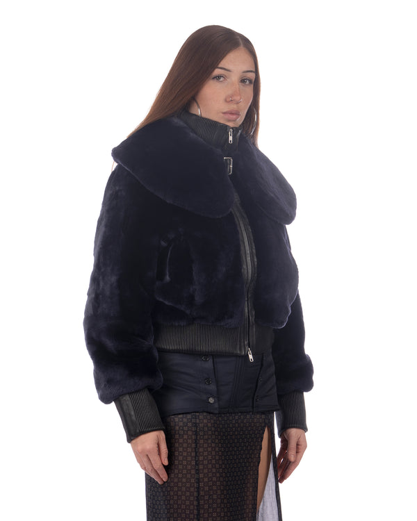 KNWLS | Eliza Shearling Jacket Navy - Concrete