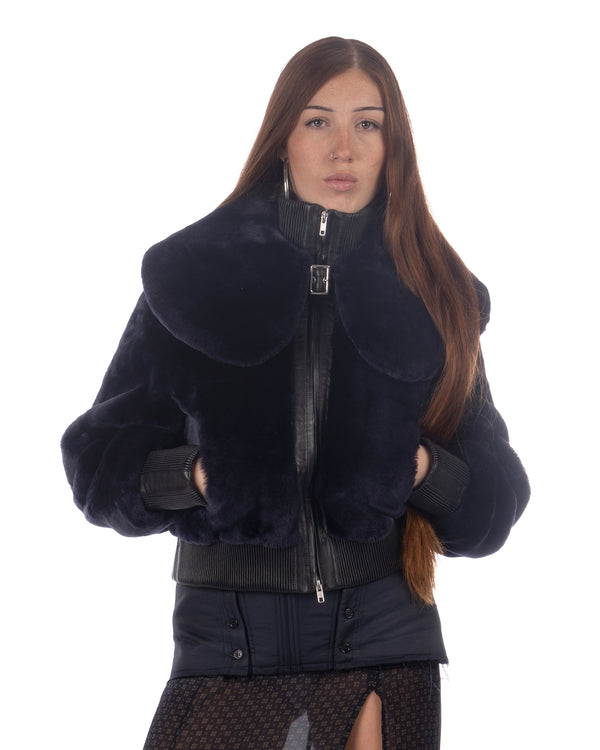 KNWLS | Eliza Shearling Jacket Navy - Concrete
