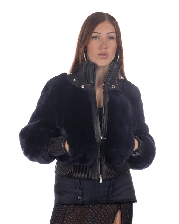 KNWLS | Eliza Shearling Jacket Navy - Concrete