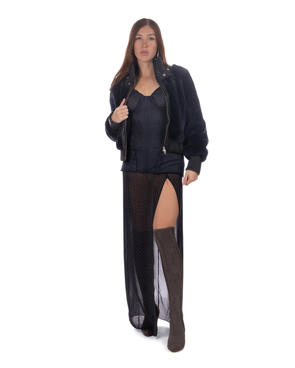 KNWLS | Sable Dress Padded Corset Detachable Skirt Scarf - Concrete