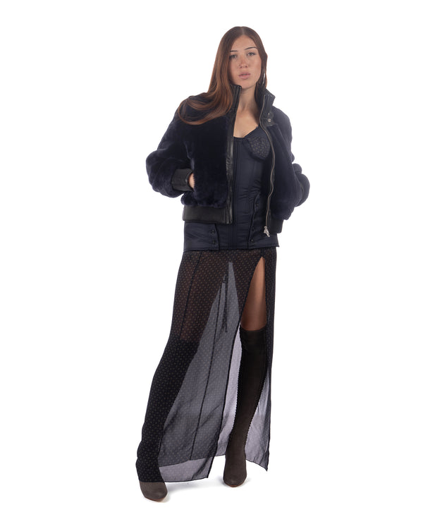 KNWLS | Eliza Shearling Jacket Navy - Concrete