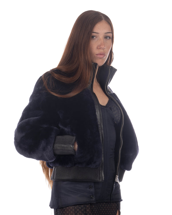 KNWLS | Eliza Shearling Jacket Navy - Concrete