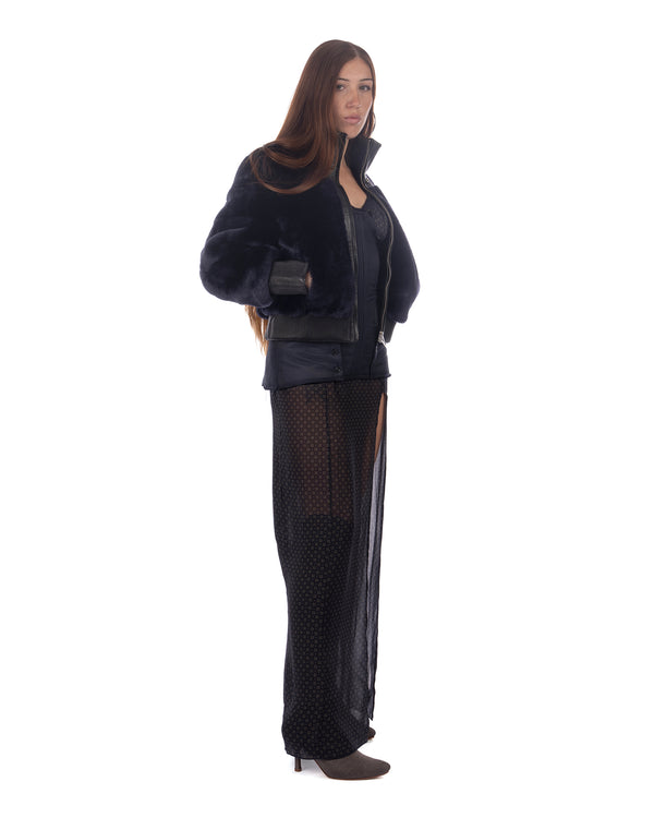 KNWLS | Eliza Shearling Jacket Navy - Concrete