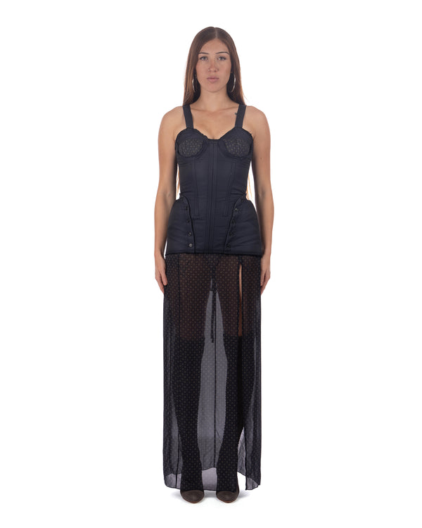 KNWLS | Sable Dress Padded Corset Detachable Skirt Scarf - Concrete
