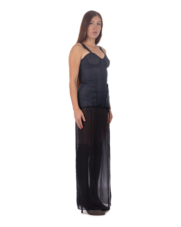 KNWLS | Sable Dress Padded Corset Detachable Skirt Scarf - Concrete