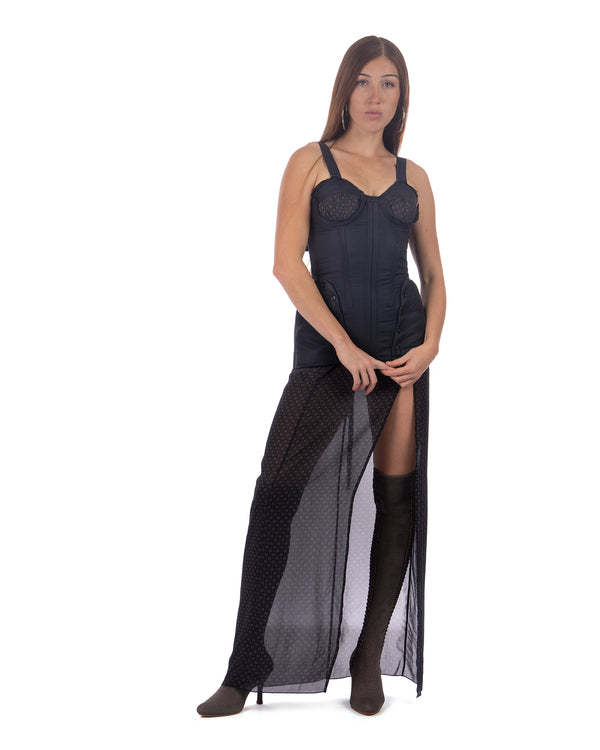 KNWLS | Sable Dress Padded Corset Detachable Skirt Scarf - Concrete