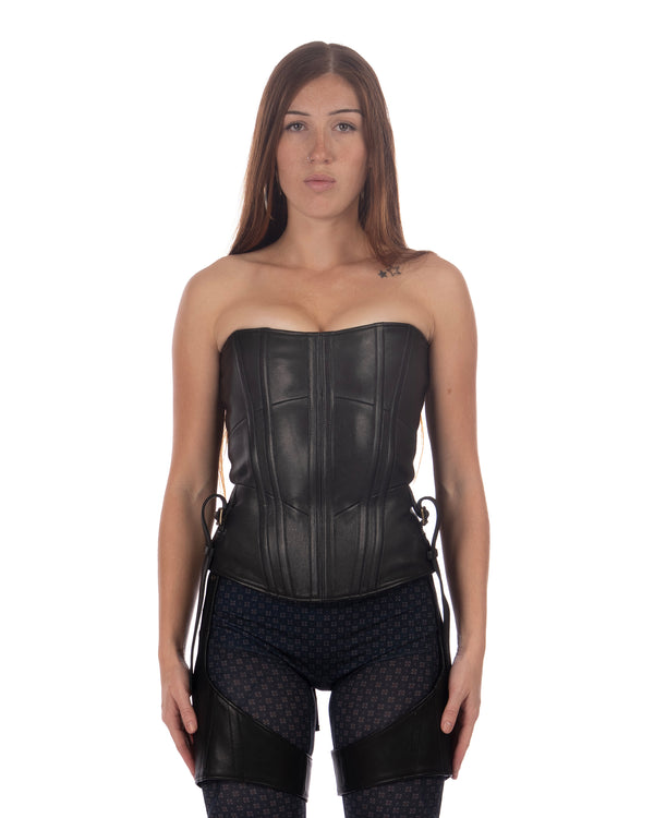 KNWLS | Veil Leather Corset Black - Concrete