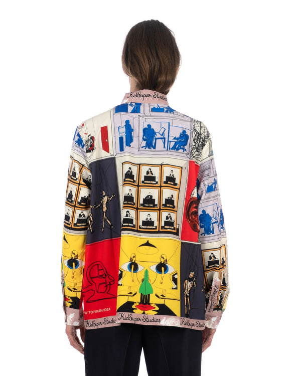 KidSuper | Printed Satin Shirt Multi - Concrete