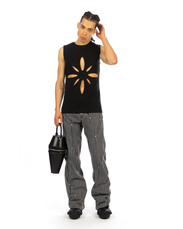 KUSIKOHC | Origami Cut-Out Sleeveless Top Black - Concrete