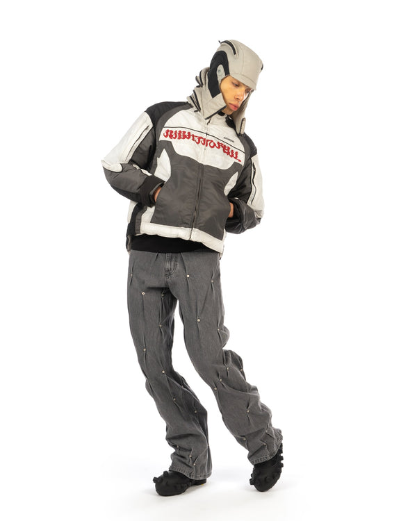 KUSIKOHC | Rider Padded Jacket White / Grey - Concrete