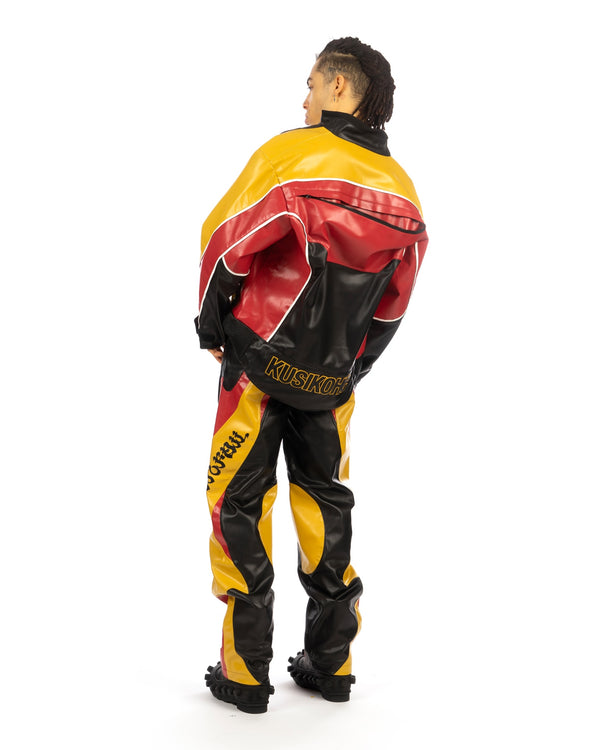 KUSIKOHC | Rider Faux Leather Jacket Black / Yellow Yasmine - Concrete