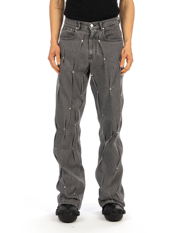 KUSIKOHC | Multi Rivet Denim Pants Chiseled Stone - Concrete
