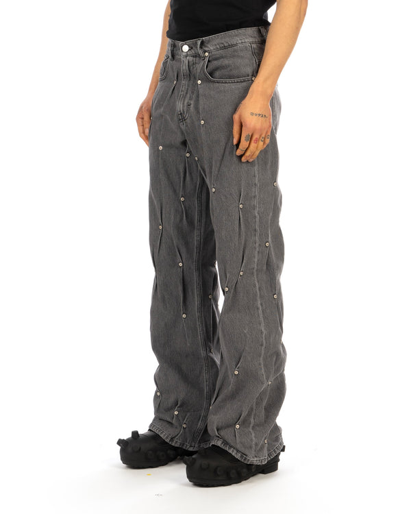 KUSIKOHC | Multi Rivet Denim Pants Chiseled Stone - Concrete