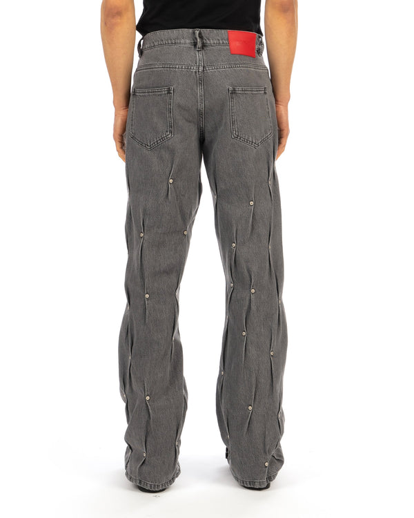 KUSIKOHC | Multi Rivet Denim Pants Chiseled Stone - Concrete