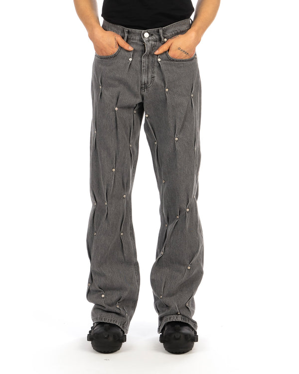 KUSIKOHC | Multi Rivet Denim Pants Chiseled Stone - Concrete