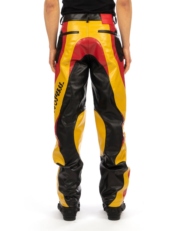 KUSIKOHC | Rider Faux Leather Pants Black / Yellow Yasmine - Concrete