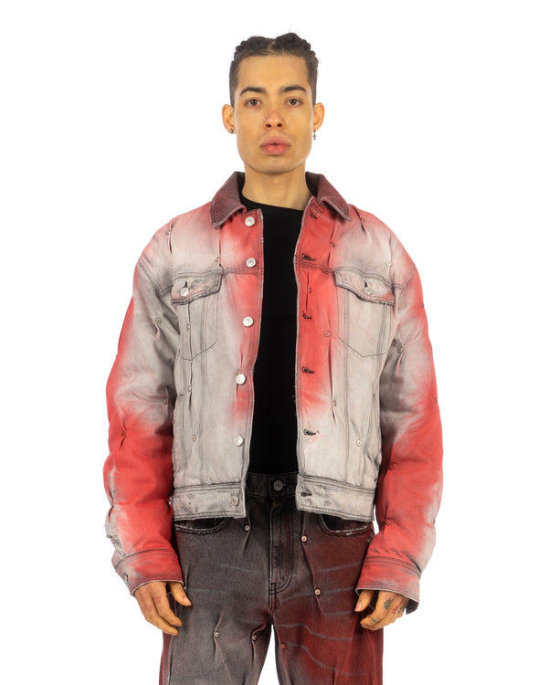 KUSIKOHC | Padded Multi Rivet Jacket Grey Printed Red - Concrete